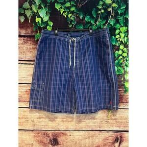 Polo Ralph Lauren Board Shorts Mesh Lining Blue Purple Plaid Men's 2XB 2X Big